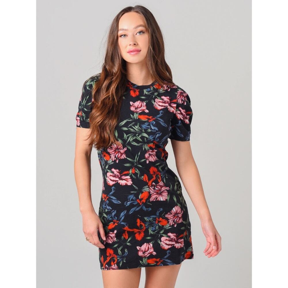 New Pam & Gela Bali Hai Puff Short Sleeve Mini Dress Women's Size S